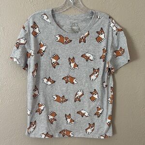Women’s Corgi Dog Gray Short Sleeve TShirt, Large